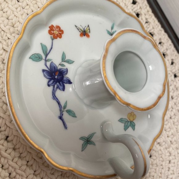 Haviland Limoges Porcelain Shalimar Chamber Candlestick Red Gold Trim, France - Picture 10 of 10